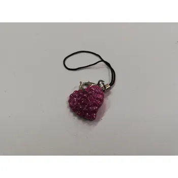 Přívěsek Fimo přívěsek na mobil - srdce 1,5cm - růžové s glitry