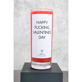 Svíčka IRONIC CANDLES - HAPPY FUCKING VALENTINES DAY Velikost svíčky / Size: Malá / Small, Barva a vůně / Color and scent: Oranžová - SKOŘICOVÉ PERNÍČKY