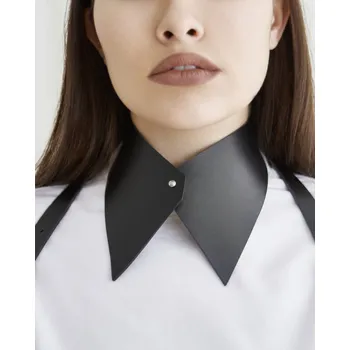 Opasek Zrzáky - kožený golier / kožený límec se stříbrným kováním