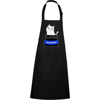 Kuchyňská zástěra Zástěra s potiskem Antidepresiva Barva zástěry: Černá