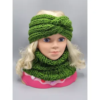 Nákrčník Ručně pletený nákrčník maxi zelený menší - roztáhnutí max. na 60 cm kvůli přetažení přes hlavu