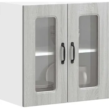 Kuchyňská nástěnná skříňka se skleněnými dvířky "Kalmar" šedá, dřevo sonoma