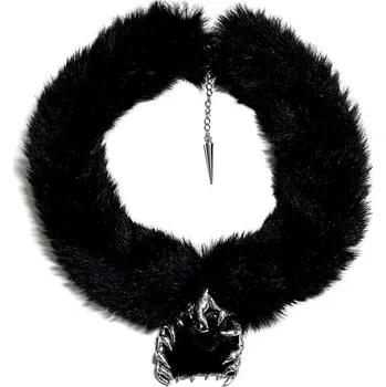 Náhrdelník SUBB Jewelry náhrdelník s černou kožešinou a obsidiánem / Furry necklace Feralis