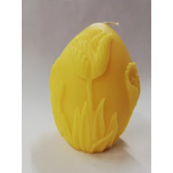 Svíčka Svíčka vonná z parafínového vosku - vejce s květinami žluté - Litsea cubeba