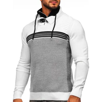 Pánský svetr Bílý pánský svetr s vysokým límcem Bolf 1051 - XL
