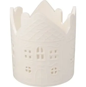 Svícen Svícen s domky porcelánový 10 x 11 x 10 cm
