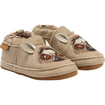 Capáčky MIKK-LINE Dětské kožené capáčky – barefoot, protiskluzové 2-3 roky Béžová