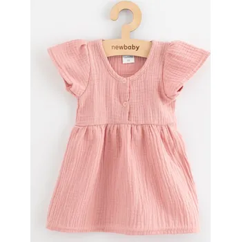 Dívčí šaty Dívčí mušelínové šatičky s krátkým rukávem - LADY pudrově růžové - vel.80