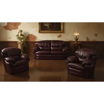 Sedací souprava ASKONT Aston Kožená sedací souprava 3-1-1 S rozkládáním / bez rozkládání Područky kožené / dřevěné
