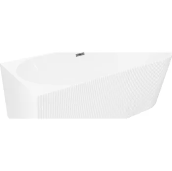 Vana Volně stojící vana Mexen Silo do levého rohu, drážkovaná, 150 x 75 cm, bílá, přepad v barvě gun metal - 52891507500L-95