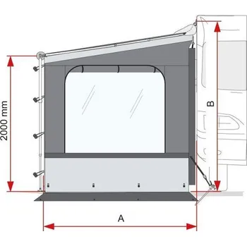 Příslušenství ke karavanu Boční stěna Fiamma Side W pro markýzy CaravanStore XL varianta pravá