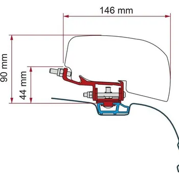 Příslušenství ke karavanu Adaptér pro Fiamma F40van na VW T5 a T6 se střešním C-profilem
