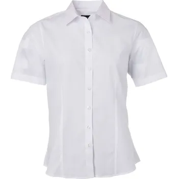 Dámská halenka James & Nicholson Popelínová halenka s krátkým rukávem - S white