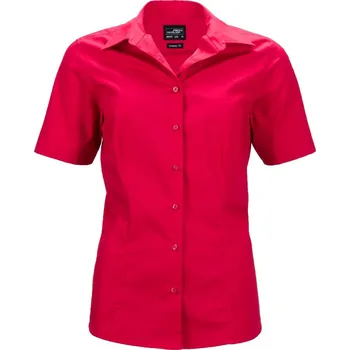Dámská halenka James & Nicholson Popelínová business halenka s krátkým rukávem - 3XL red