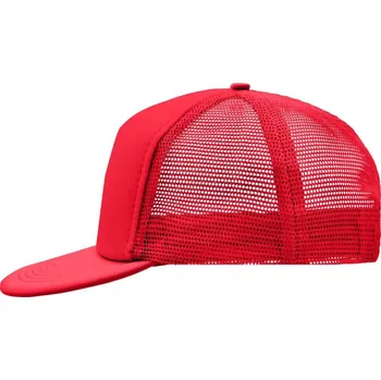 Kšiltovka Myrtle Beach 5 panelová síťovaná kšiltovka s plochým kšiltem - onesize red/red