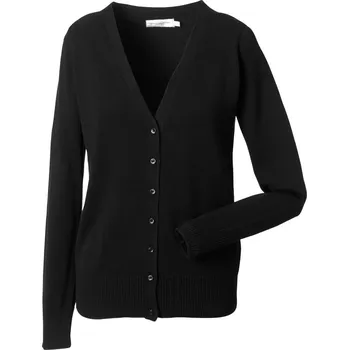 Dámský svetr Russell Collection Dámský pletený cardigan s výstřihem do V - L black