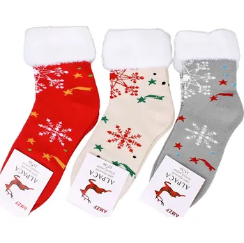 Dámské ponožky Dámské vlněné ponožky Alpaka s kožešinou 3 páry A1 (Vánoční ponožky pro ženy bal. 3 páry)