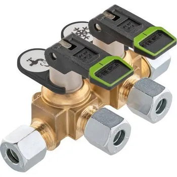 Příslušenství ke karavanu Krátký plynový distribuční blok KSV-AB s převlečnou maticí typu M varianta Průměr trubky 10 mm, 2 vývody