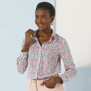 Dámská košile Košile s minimalistickým potiskem bílá/růžová 44