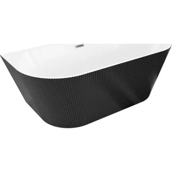 Vana Volně stojící závěsná vana Mexen Oris s drážkovaným povrchem 170 x 80 cm, bílá/černá, přepad v barvě gun metal - 52871708075-95