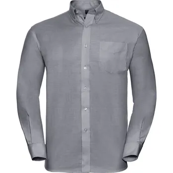 Pánská móda Russell Collection Košile Oxford s dlouhým rukávem - 5XL silver