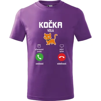 DOBRÝ TRIKO Dětské tričko Kočka volá Velikost: 122/6 let, Barva: Fialová