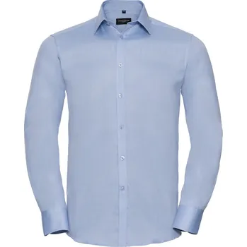 Russell Collection Košile s dlouhým rukávem, vzor rybí kost - 3XL light blue