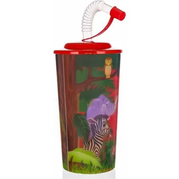 Jednorázové nádobí Banquet Kelímek s víčkem ZOO 470 ml Bez brčka