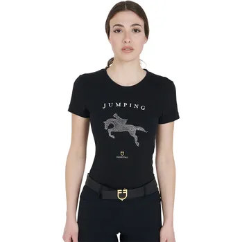 Dámské tričko EQUESTRO Triko Jumping Diamonds Equestro, dámské, černé M