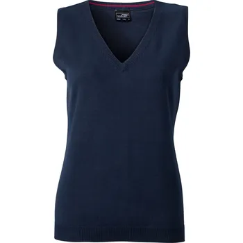 Dámská vesta James & Nicholson Dámská svetrová vesta s výstřihem do V - XL navy