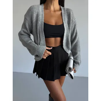 Pánská mikina Black Fashion Šedý cropped kardigan Velikost: S