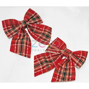 Stuha Mašle dekorační 13x12 cm (2 ks) - červené káro