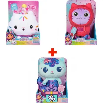 plyšák Gábinin kouzelný domek Cakey plyšák se zvuky + plyšáci DJ Catnip a Mercat