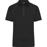 James & Nicholson Pánské piqué polo se zipem - L black/black