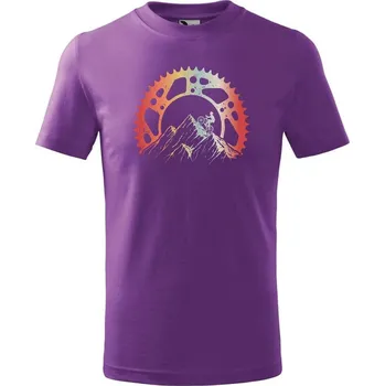 DOBRÝ TRIKO Dětské tričko s potiskem Horská jízda Velikost: 122/6 let, Barva: Fialová