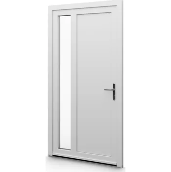 Vchodové dveře ALUPLAST Plastové jednokřídlové hlavní vchodové dveře zlatý dub/bílé 12 Otvírání: Levé, Šířka v cm: 85, Výška v cm: 200