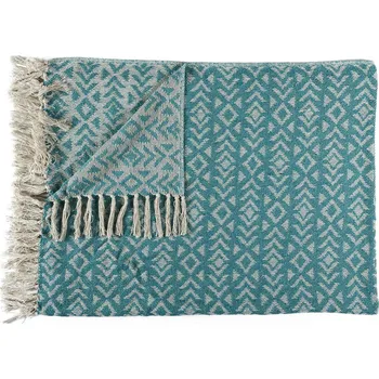 Přehoz na lůžko Moderní bavlněný přehoz Vanir tyrkysový 150x200 cm na postel do ložnice Intesi