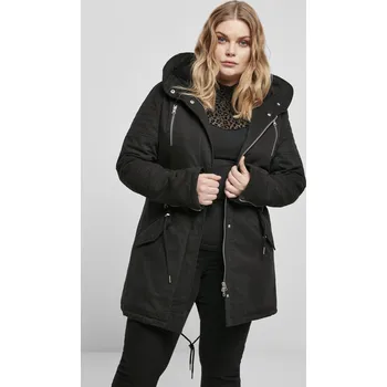 Dámská bunda Dámská bavněná parka Urban Classics s rozšířeným zadním dílem Barva: Černá, Velikost: 3XL