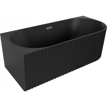 Vana Volně stojící rohová vana Mexen Gia, drážkovaná, levá, 170 x 80 cm, matná černá, přepad v barvě gun metal - 52701708071L-95