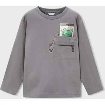 Chlapecké tričko Chlapecké triko dlouhý rukáv Mayoral s telefonem s kapse 4078-90 šedé velikost 128