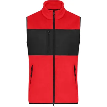 Pánská vesta James & Nicholson Pánská fleecová vesta - S red/black