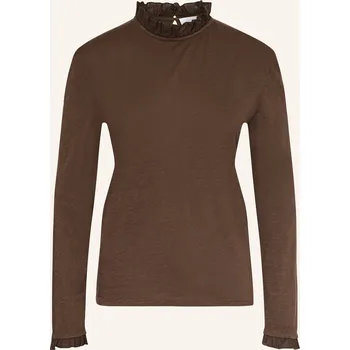 Dámská móda Rich & Royal Dámské Tričko S Dlouhým Rukávem S Volánky, tmavě...