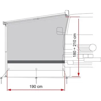 Příslušenství ke karavanu Clona Fiamma Sun View k markýzám - boční díl velikost šířka 190 cm