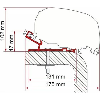 Příslušenství ke karavanu Adaptér pro markýzy F80 na obytné vozy Hymer délka Délka adaptéru: 600 cm