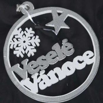 Vánoce Vánoční dřevěná dekorace stříbrná