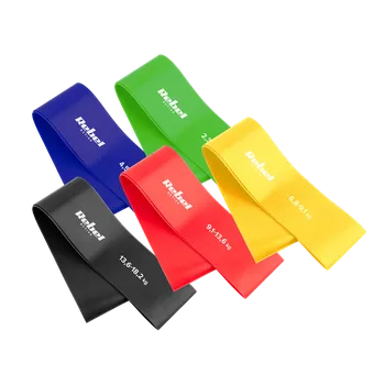 TPE sada cvičebních pásů - Mini Band L, 2,3-18,2 kg, 5 pásů, barevná, REBEL ACTIVE