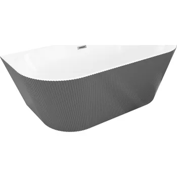 Vana Volně stojící závěsná vana Mexen Oris s drážkovaným povrchem 170 x 80 cm, bílá/šedá, přepad v barvě dělového kovu - 52871708062-95