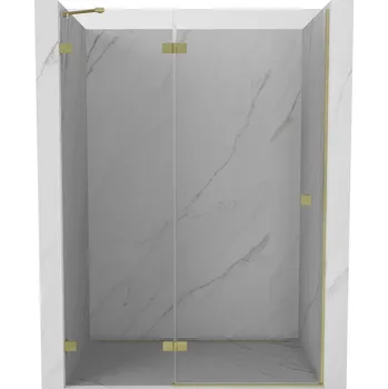 Sprchové dveře Sprchové dveře Mexen Lunar s levými panty 130 cm, průhledné, kartáčované zlato - 834-130-000-55-00-L