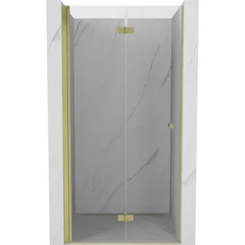 Sprchové dveře Sprchové dveře Mexen Mist-F levé skládací 75 cm, průhledné, kartáčované zlato - 8A6-075-000-55-00-L