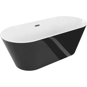 Vana Volně stojící vana Mexen Flavia 170 x 75 cm, bílá/černá, přepad v barvě gun metal - 54031708075-95